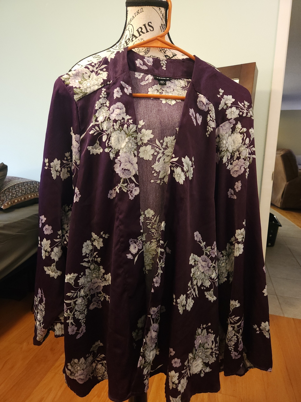 torrid Purple Floral Open-Front Kimono Dress Jacket